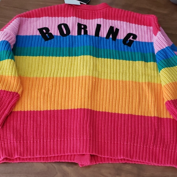 NWT AUTHENTIC Lazy Oaf BORING rainbow cardigan - Picture 4 of 7